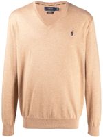 Polo Ralph Lauren pull en maille fine à patch logo - Marron