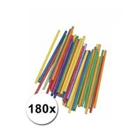 Gekleurde knutselhoutjes van 10 cm - 180x stuks - Hout - knutselen hobbymaterialen - knutselstokjes