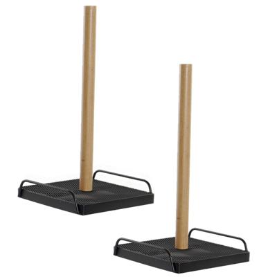 Keukenrolhouder - 2x stuks - zwart - 16 x 30 cm - Keukenpapier - keukenrol houders - van hout