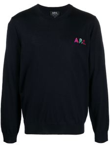 A.P.C. sweat à logo brodé - Bleu