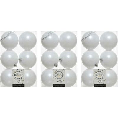 18x Winter witte kerstballen 8 cm kunststof mat