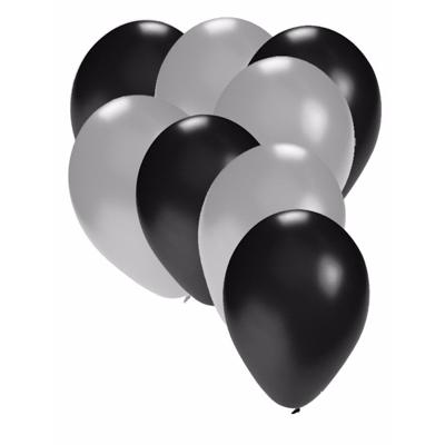 Shoppartners party ballonnen - zwart en zilver - 30x stuks - feestartikelen - versiering