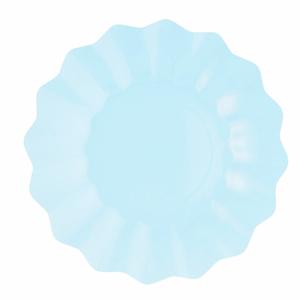 Feestbordjes/gebaksbordjes met schulprand - 8x - baby blauw - rond - karton - 21 cm