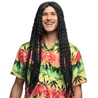 Heren verkleedpruik Bobby Rasta man - zwart - dreadlocks vlechten - lang haar - thumbnail