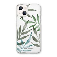 Tropical watercolor leaves: iPhone 13 mini Transparant Hoesje