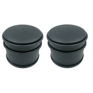 Set van 4x deurstoppers rond mat zwart 10 x 8 cm