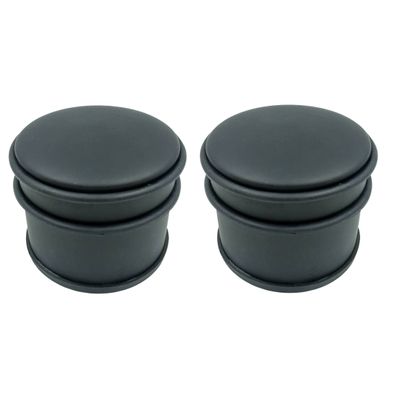 Set van 4x deurstoppers rond mat zwart 10 x 8 cm
