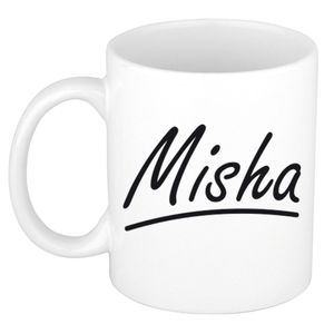 Naam cadeau mok / beker Misha met sierlijke letters 300 ml