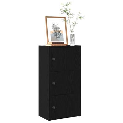 Boekenkast 40x24x77 cm bewerkt hout zwart eikenkleurig