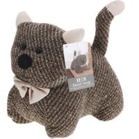 Deurstopper 1 kilo gewicht - kat/poes - bruin - 17 cm