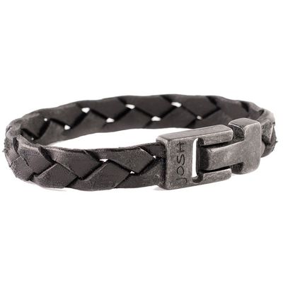 JOSH 24902-BRA-VB-BL Armband leder zwart-vintage zwart 10 mm 22 cm