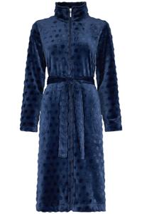 Damesbadjas rits blauw - fleece-(48-50) XL
