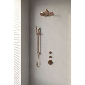 Thermostatisch Inbouwdoucheset Brauer Copper 30 cm Hoofddouche Wandarm Staafhanddouche op Glijstang Koper Brauer