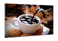 Karo-art Schilderij -Hete koffie met koekjes, 100x70cm  Premium print