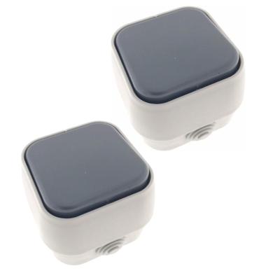 Wandcontactdoos - 2x - opbouw - IP54 - 10A - wit/antraciet - stof- en waterdicht