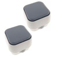 Wandcontactdoos - 2x - opbouw - IP54 - 10A - wit/antraciet - stof- en waterdicht