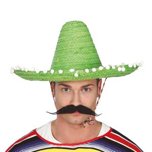 Mexicaanse Sombrero hoed voor heren - carnaval/verkleed accessoires - groen - met ornamenten