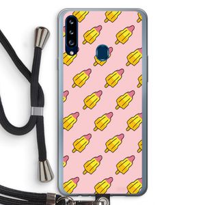 Waterijsjes: Samsung Galaxy A20s Transparant Hoesje met koord