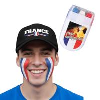 Frankrijk supporters set - baseballcap zwart - met vlag schminkstift - volwassenen - landen Frankrijk supporters set - baseballcap zwart - met vlag schminkstift - volwassenen - landen
