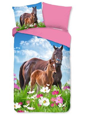 Good Morning Kinderdekbedovertrek "paarden" - Multi - (140x200/220 cm) - Katoen