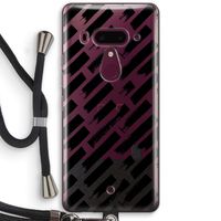 Zwarte vegen: HTC U12+ Transparant Hoesje met koord
