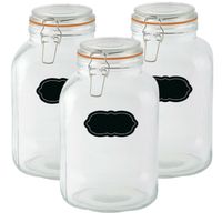 Weckpot/inmaakpot - 3x - 3L - glas - met beugelsluiting - incl. etiketten