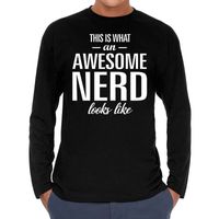 Awesome / geweldige nerd cadeau t-shirt long sleeves heren - thumbnail