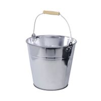 Zinken emmer/plantenpot zilver met houten handvat 8 liter