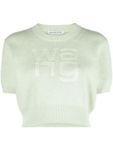 Alexander Wang pull crop à logo embossé - Vert