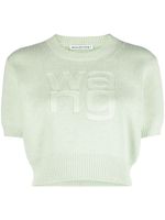 Alexander Wang pull crop à logo embossé - Vert - thumbnail