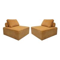 sweeek - Fauteuil voor modulaire bank ribfluweel (set van 2)