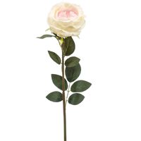 Kunstbloem roos Joelle - creme wit - 65 cm - decoratie bloemen - thumbnail