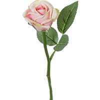 Kunstbloem roos Nina - lichtroze - 27 cm - kunststof steel - decoratie bloemen   - - thumbnail