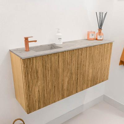 Toiletmeubel Mondiaz Joya Dlux | 90 cm | Meubelkleur Oak | Faye wastafel Glace Wasbak Links | 1 kraangat