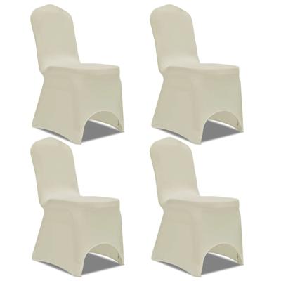 VidaXL Stoelhoes stretch 4 stuks crèmekleurig