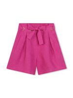 Chloé Kids short en lin à fermeture nouée - Rose