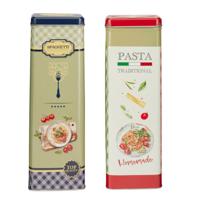 Pasta / spaghetti bewaarblik Nostagia set - rood - metaal - Italiaans - 10 x 8 x 20 cm