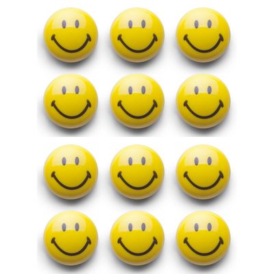 Whiteboard/koelkast magneten smiley - 12x - kunststof - 3 cm