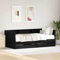 Dagbedframe met lades Zwart eiken 90 x 190 cm Bewerkt hout