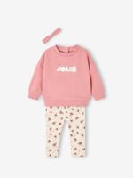 Personaliseerbare sweater + legging + haarband babymeisje rozenhout