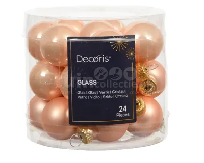 Kerstballen Glas Ø2,5cm Peach Pearl 24st