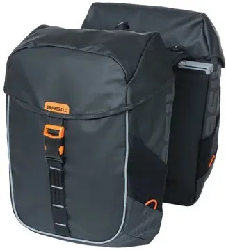 Dubbele fietstas MIK Basil Miles Tarpaulin - 34 Liter - Zwart / Oranje