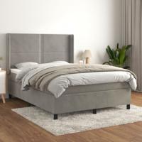 Boxspring met matras fluweel lichtgrijs 140x200 cm