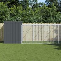 Hondenhok met ren 214x865x181 cm gegalvaniseerd staal antraciet
