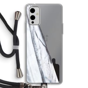 Gestreepte marmer: OnePlus 9 Transparant Hoesje met koord