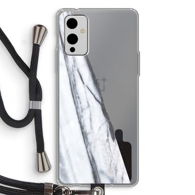 Gestreepte marmer: OnePlus 9 Transparant Hoesje met koord