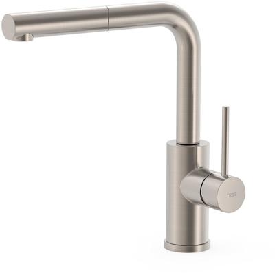 Keukenkraan Tres Top | Opbouw | 360° Draaibaar | Uitrekbare sproeier | Mengkraan | 1-hendel | Rond | RVS look