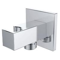Wiesbaden Wandaansluitbocht met Handdouchehouder - Vierkant - 1/2 Inch - Chroom