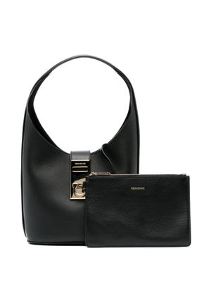 Ferragamo sac porté épaule à logo gravé - Noir