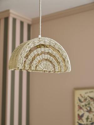 Hanglamp/lampenkap Regenboog van papierkoord ecru